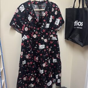 Torrid Black Floral and Card Print Shirt